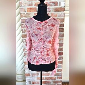 Bar III , Sheer pink blouse with rouching, Size M, NWT